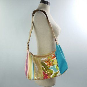 Caribbean Joe Let Go shoulder bag Canvas and Vinyl Sequinned Floral Pattern